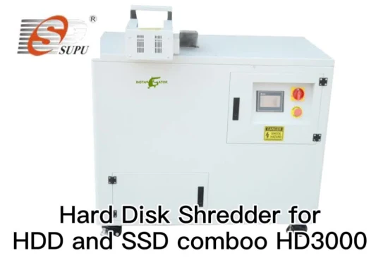 Machine de recyclage HDD/SSD, broyeur à deux gorges pour la destruction des données HD3000